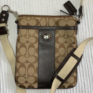 Coach Signature Brown and Tan Crossbody